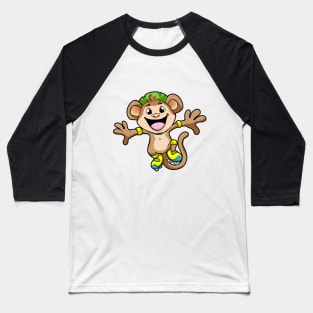 Monkey as Inline Skater with Inline Skates and Helmet Baseball T-Shirt
